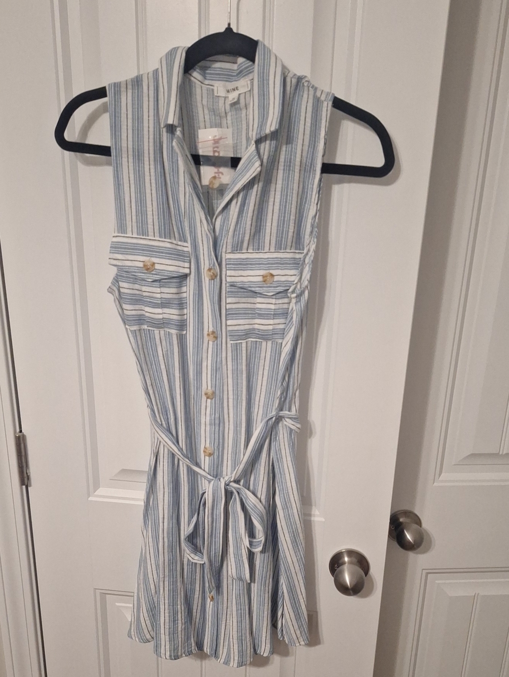 Blue And White Striped Woven Dress